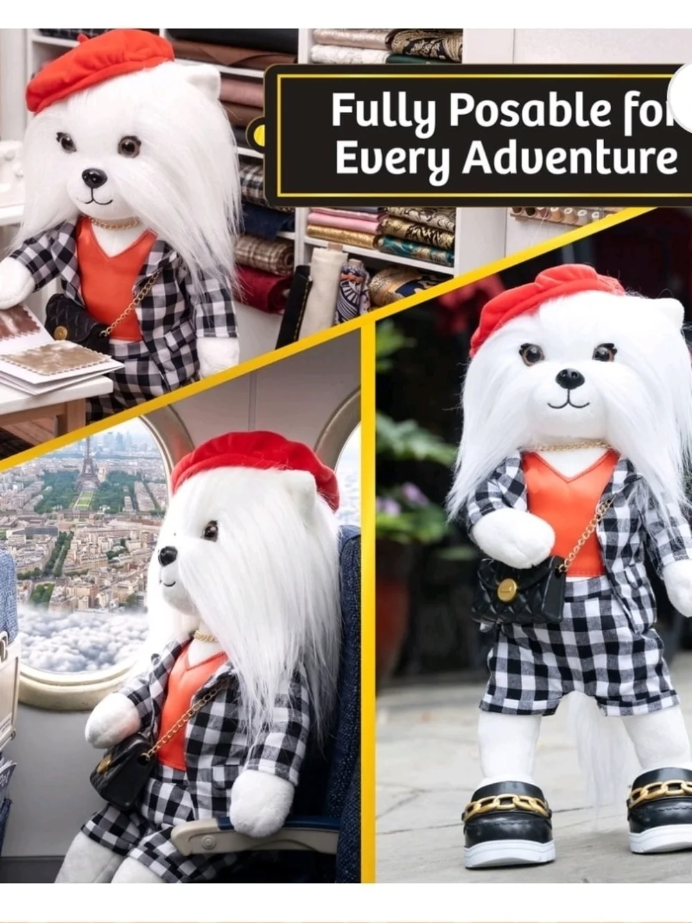Woof & Co 15-inch Fashion Doll – Lily The Poseable Plush Shih Tzu with Removable